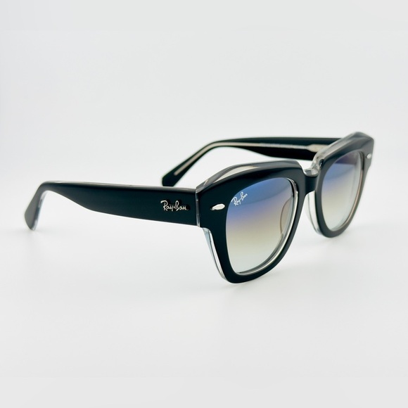 Ray-Ban State Street Women’s Sunglasses RB2186 Black Transparent frame Blue Lens - Picture 7 of 15